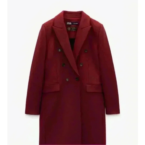 ✨SALE Zara Double Breasted Wool Blend Coat Manteco Size M - Picture 6 of 11